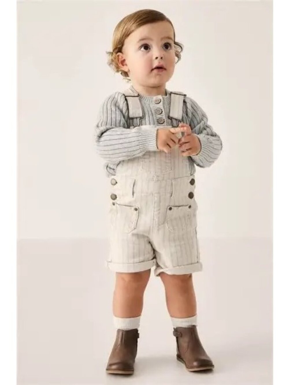Jamie Kay casey cassava/soft clay , Neutral Railroad Stripe short Overall-4yr